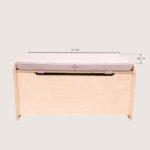 Afmeting zitkussen speelgoedkist oud roze