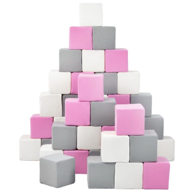 Foam bouwblokken 45 wit grijs roze Jindl