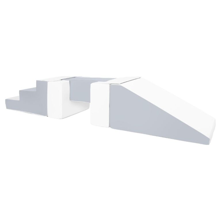 Foam speelset trap glijbaan loopbrug wit/grijs Jindl