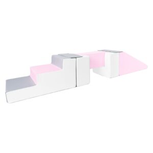 Foam speelset trap glijbaan loopbrug wit grijs roze