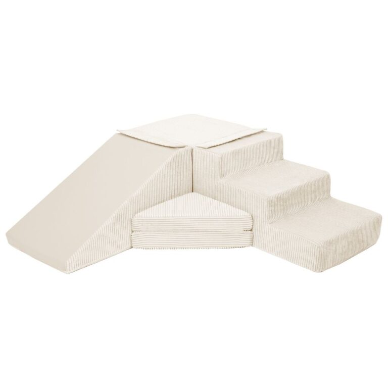 Foamblokken glijbaan met trap creme ribstof Jindl