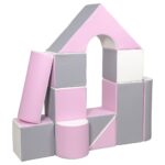 Foamblokken kasteel roze en grijs