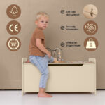 Houten speelgoedkist | opbergkist Jindl® zacht beige met soft close