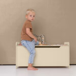 Houten speelgoedkist | opbergkist Jindl® zacht beige met soft close - Image 2