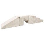 Speelset foamblokken trap + glijbaan + loopbrug ribstof Creme