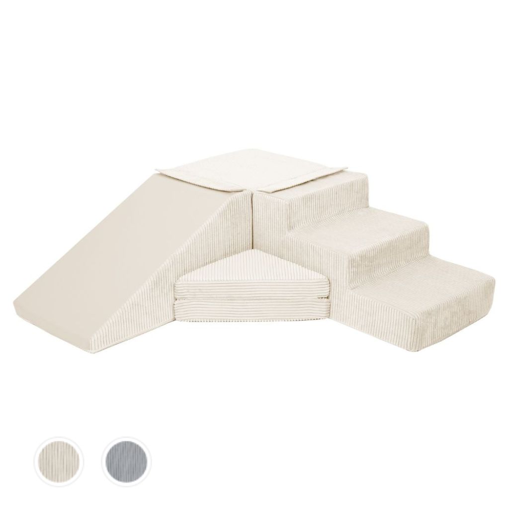 Foamblokken trap glijbaan ribstof meerdere kleuren Speelset | foamblokken trap + glijbaan Jindl® ribstof - Image 1