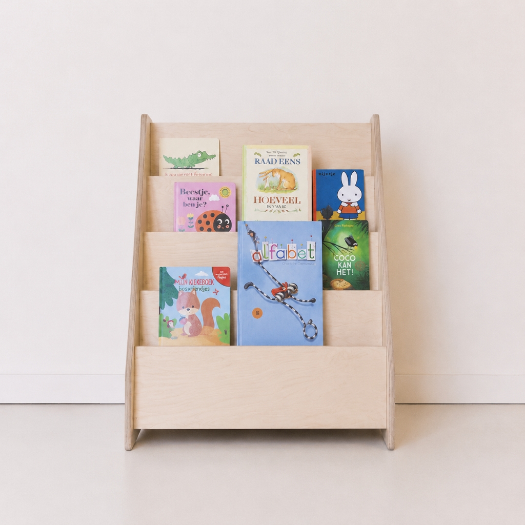 Houten boekenkast Jindl Naturel met boekjes Houten boekenkast Jindl Naturel met boekjes