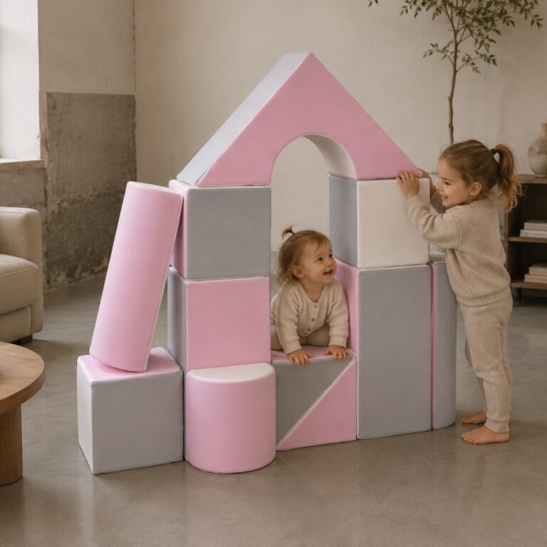 Bouwblokken - foamblokken Jindl - Roze - Grijs - wit - kasteel - meiden