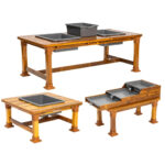 Houten water- en moddertafel set van 3