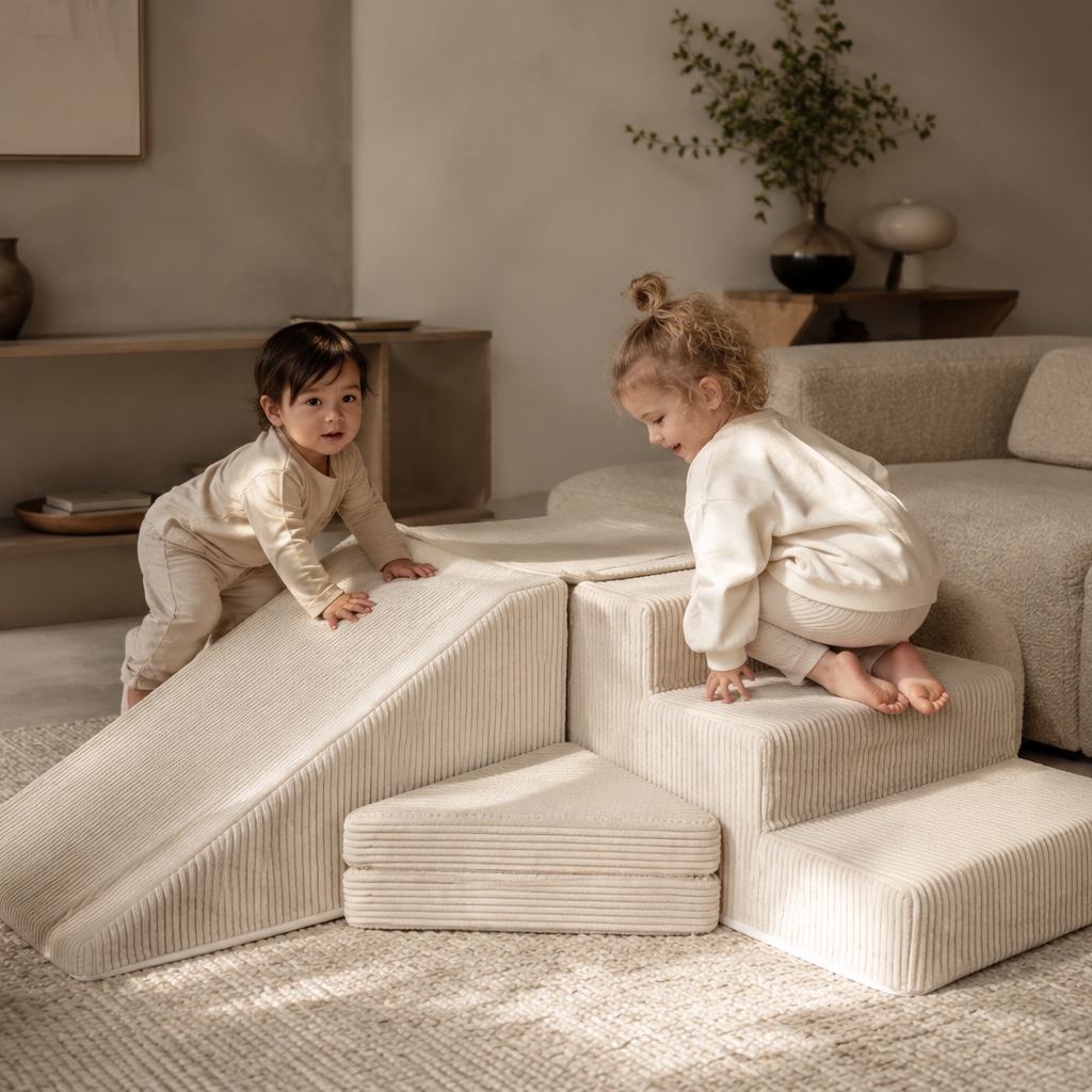 Speelset - Foamblokken trap en glijbaan Jindl - Beige- samen klimmen