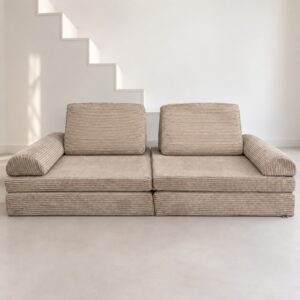 Speelbank speelmatras Jindl® Cord hazelnootbruin - Helemaal afgebeeld