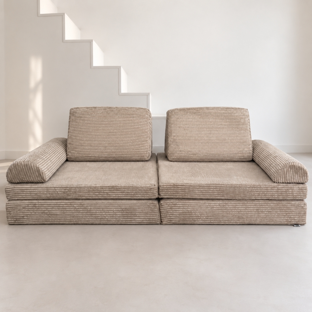 Speelbank speelmatras Jindl® Cord hazelnootbruin - Helemaal afgebeeld Speelbank speelmatras Jindl® Cord hazelnootbruin - Helemaal afgebeeld