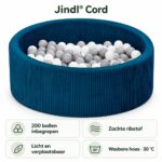 Jindl Cord ballenbak donkerblauw met 200 ballen – met productkenmerken