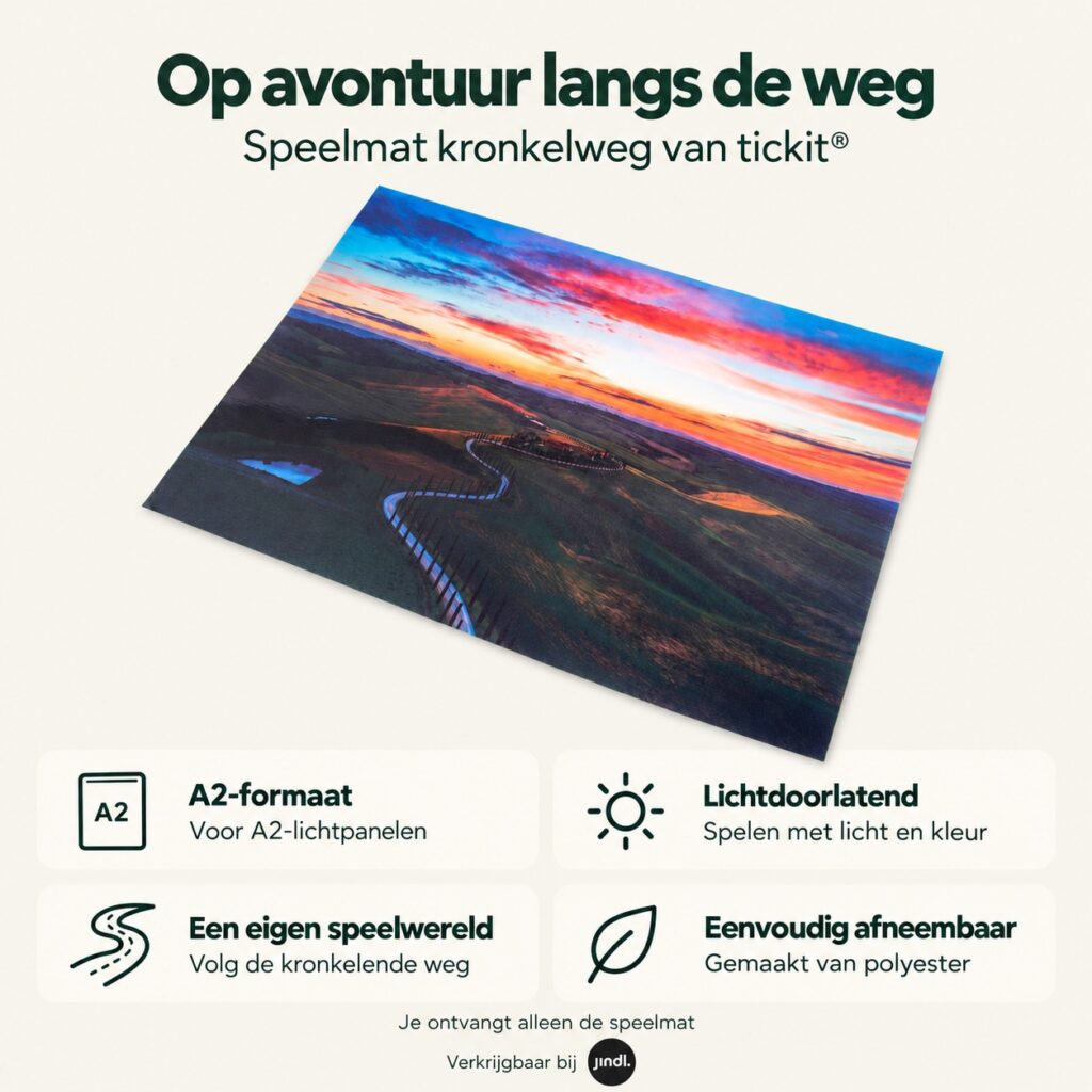 Voordelen van speelmat kronkelweg a2 van Tickit, verkrijgbaar bij Jindl